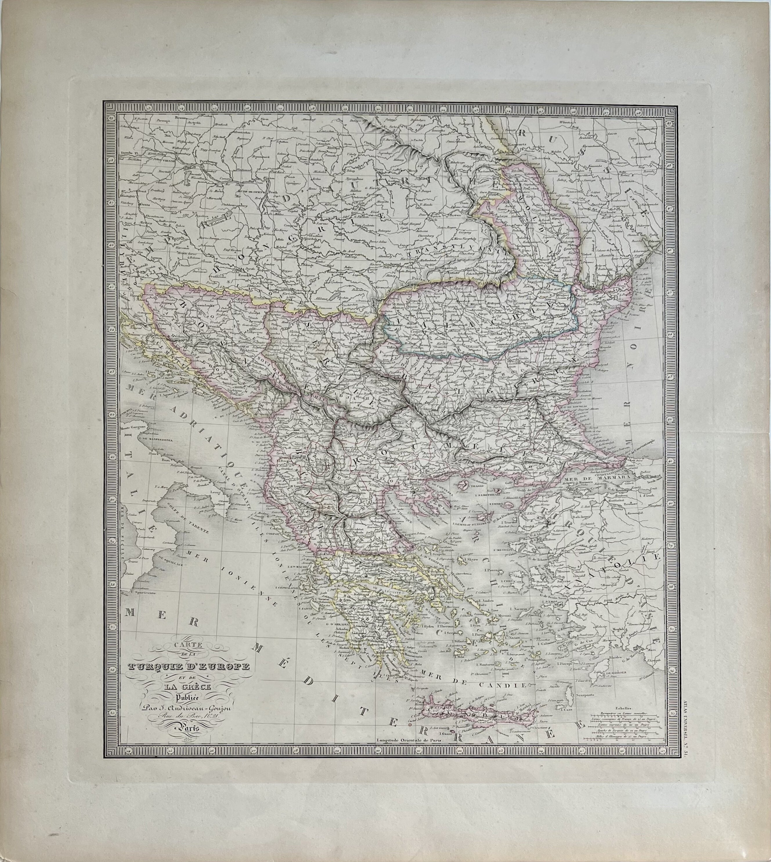 Carte De La Turquie D'Europe [The Balkans]- By Eugene Andriveau-Goujon