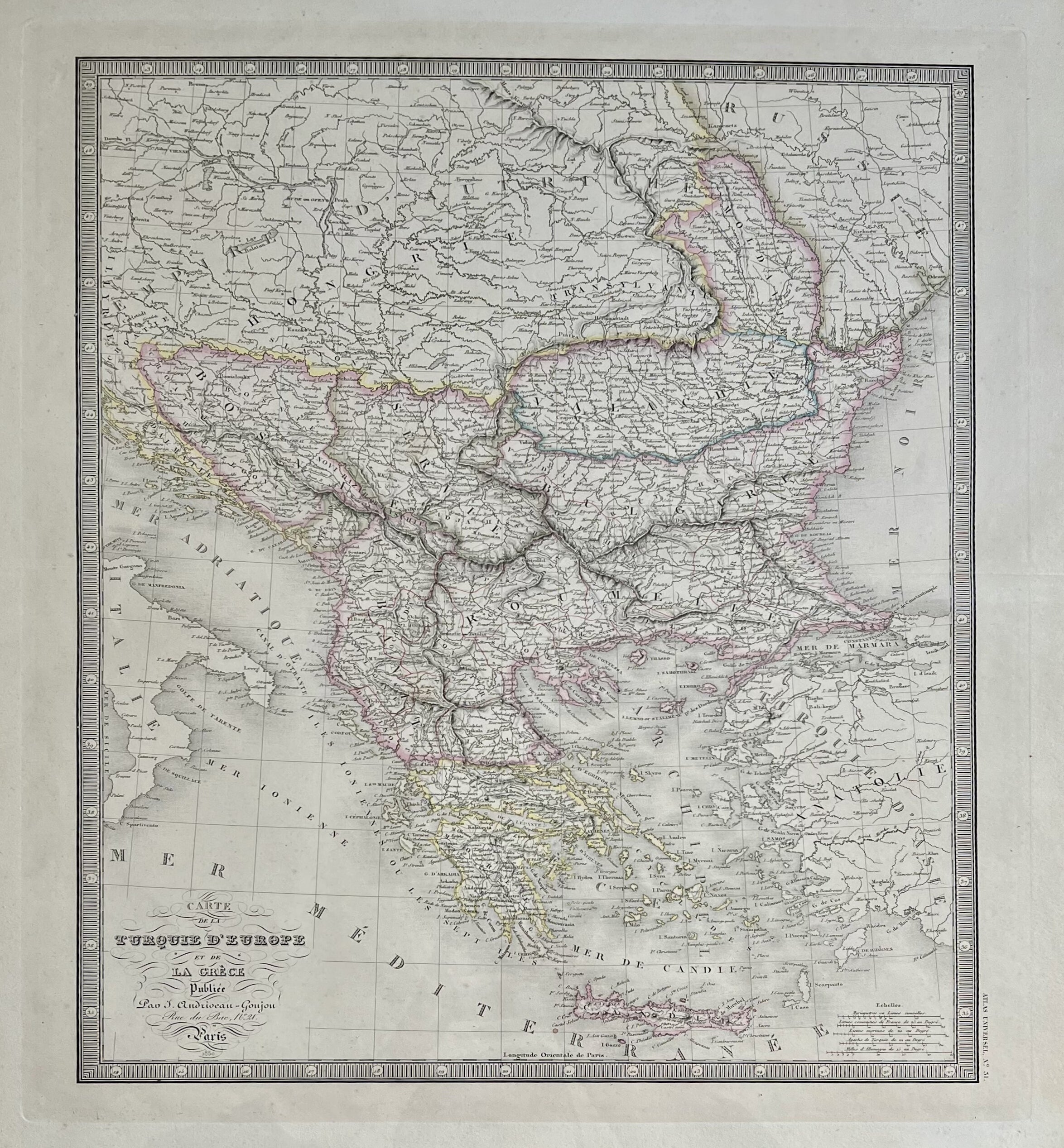 Carte De La Turquie D'Europe [The Balkans]- By Eugene Andriveau-Goujon