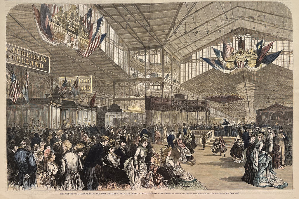 The Centennial- Interior of Main Building, Near Music Stand, Looking East- By Schell and Hogan