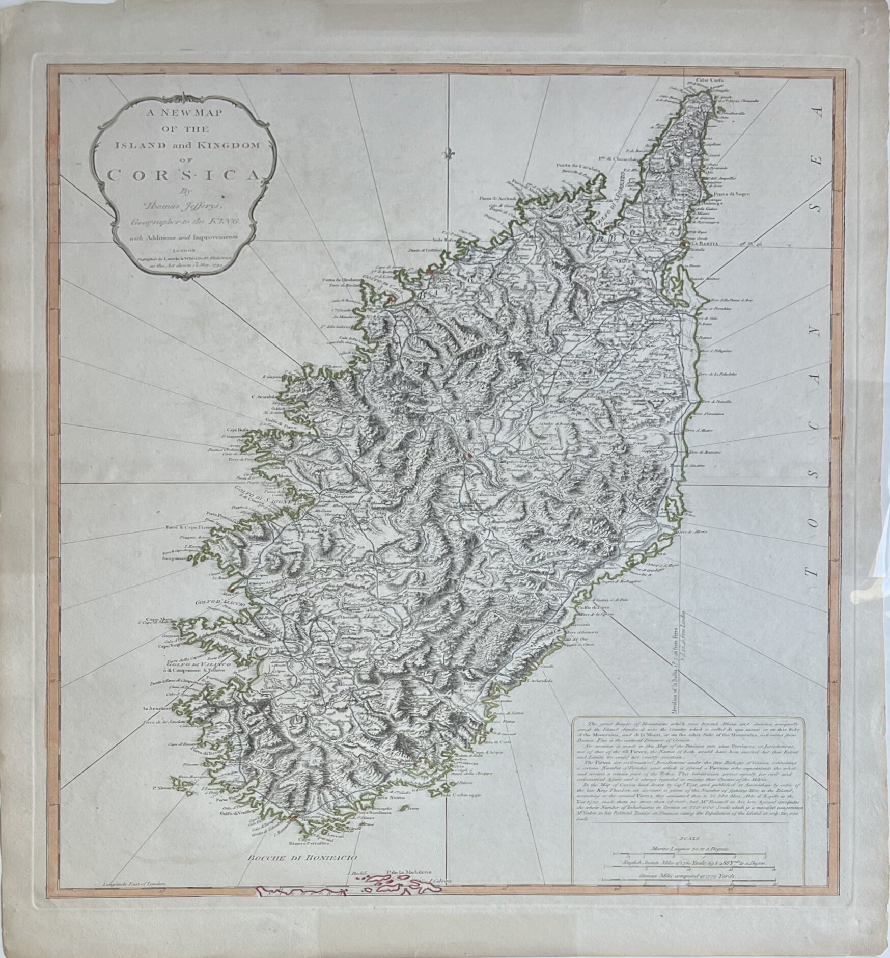 A New Map of the Island and Kingdom of Corsica- By Thomas Jefferys
