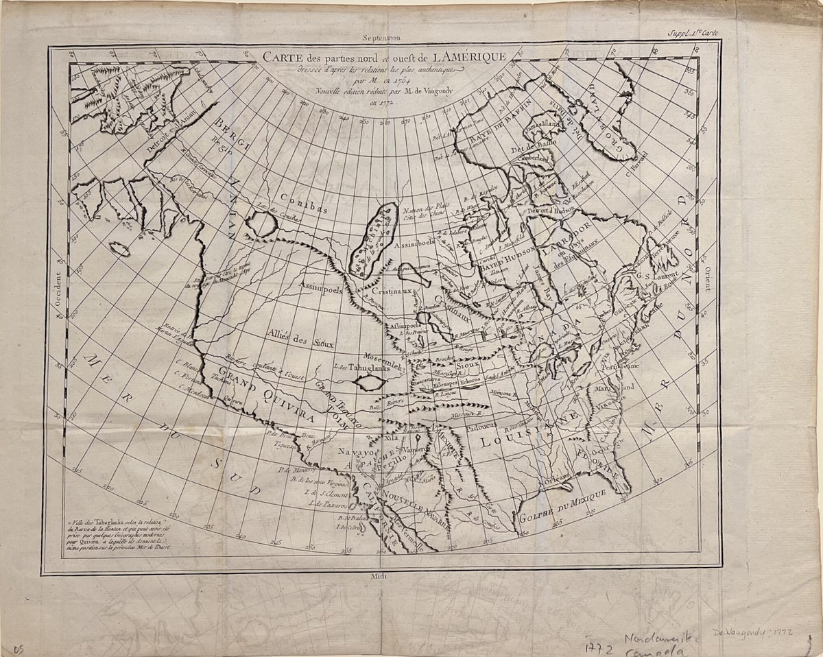 Carte des Parties Nord et Oueft de L'Amerique- By Robert de Vaugondy