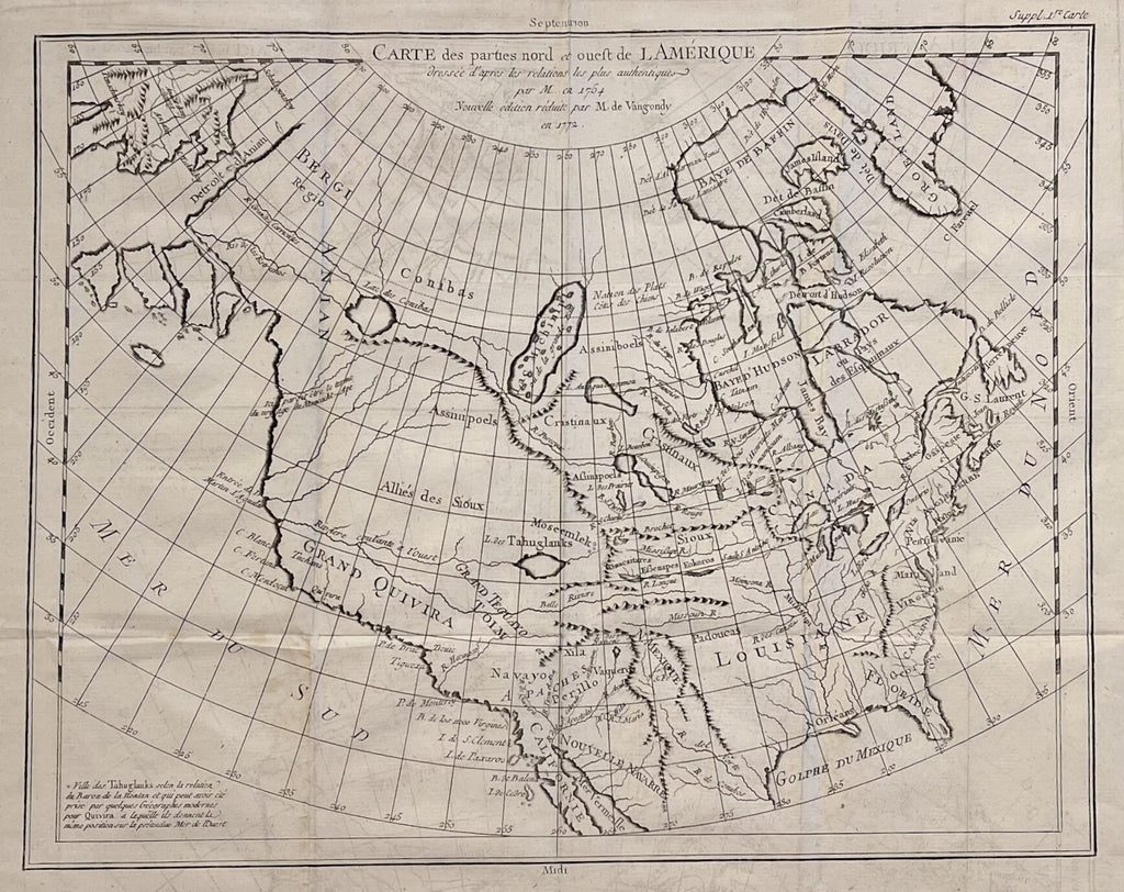 Carte des Parties Nord et Oueft de L'Amerique- By Robert de Vaugondy