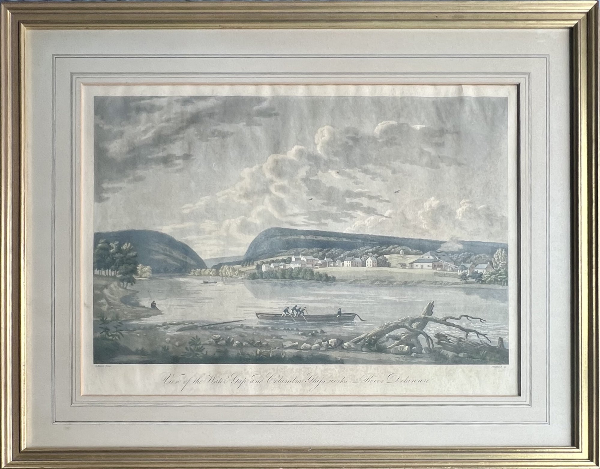 View of the Water Gap and Columbia Glass Works- River Delaware- By Thomas Birch