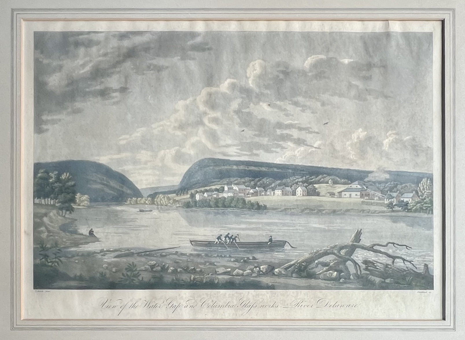 View of the Water Gap and Columbia Glass Works- River Delaware- By Thomas Birch