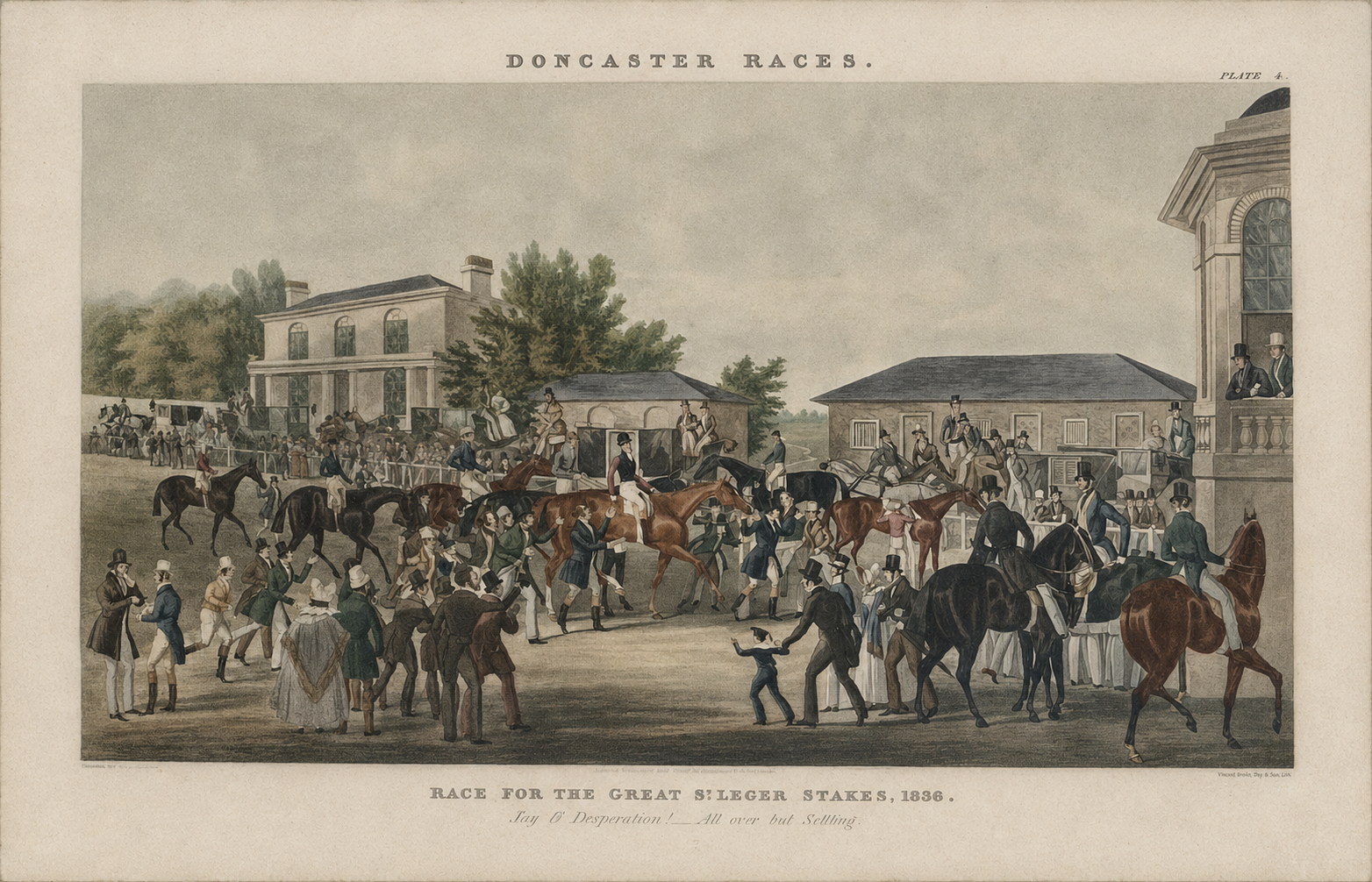 Doncaster Races- Race for St. Leger Stakes, 1836 [Set of 4]- By Jas. Pollard