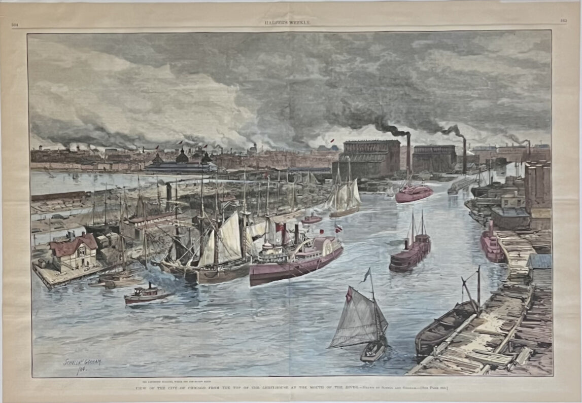 View of the City of Chicago from the Top of the Light-House at the Mouth of the River- By Schell and Graham
