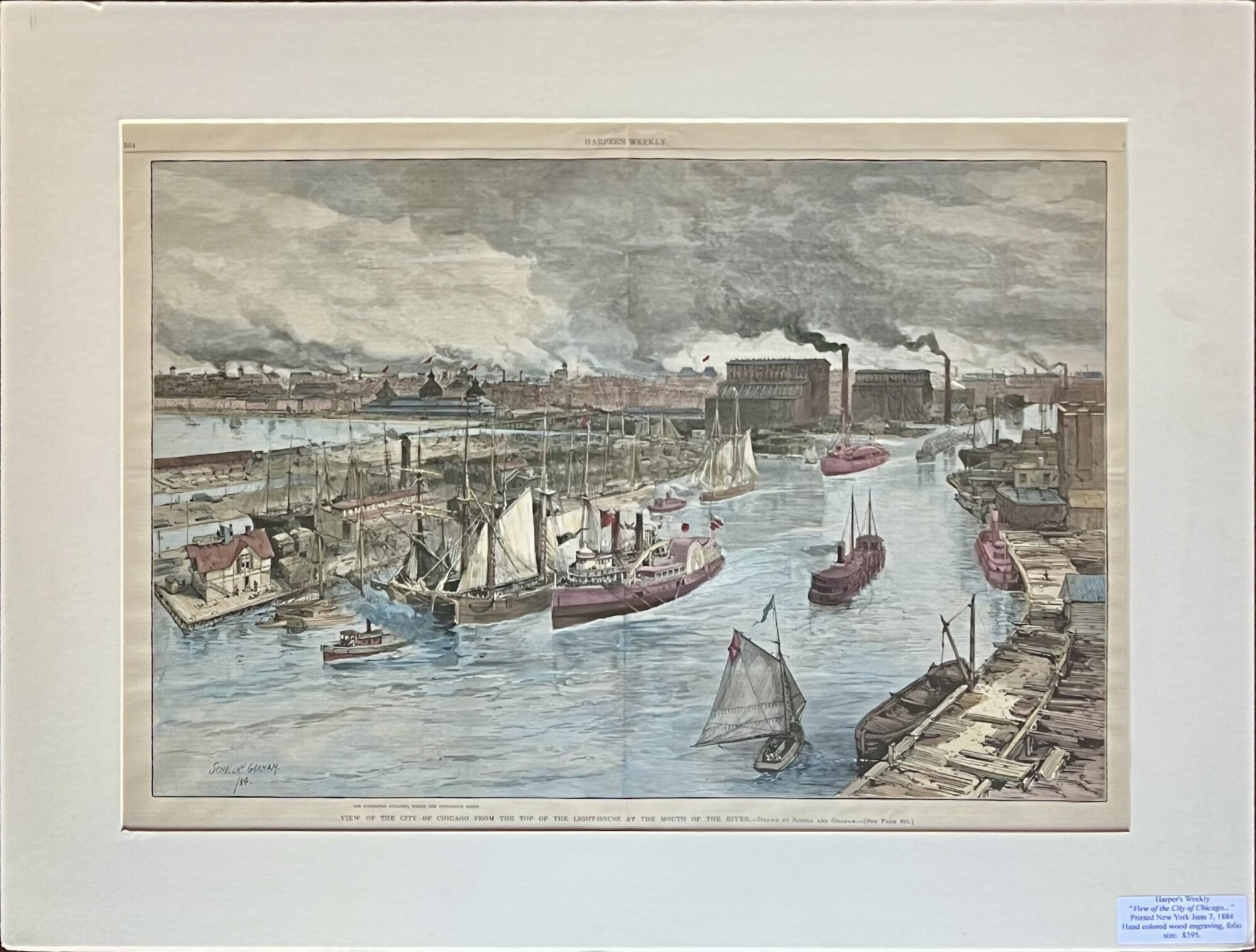 View of the City of Chicago from the Top of the Light-House at the Mouth of the River- By Schell and Graham