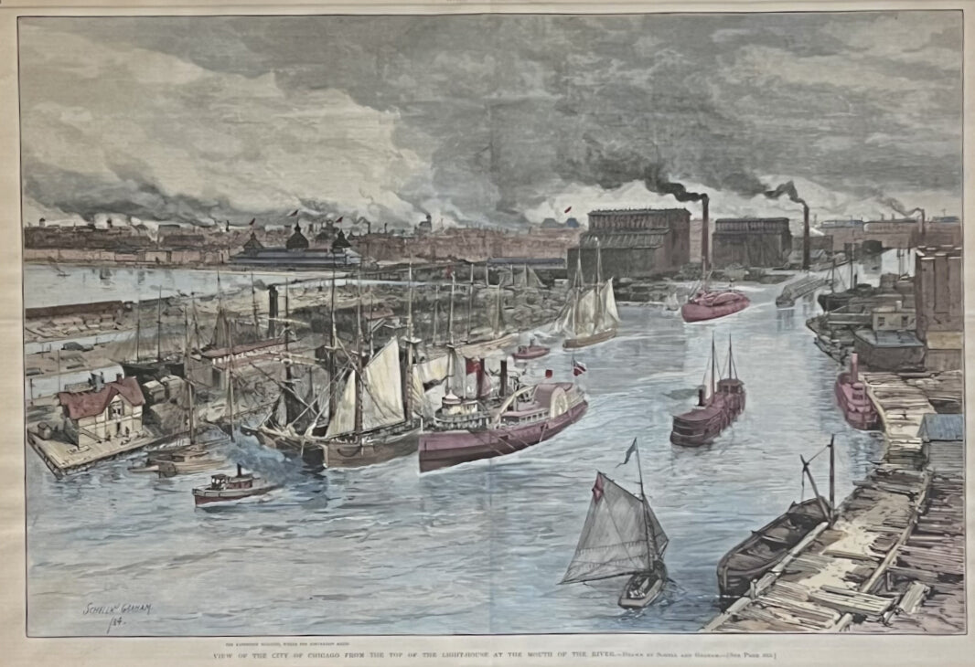 View of the City of Chicago from the Top of the Light-House at the Mouth of the River- By Schell and Graham