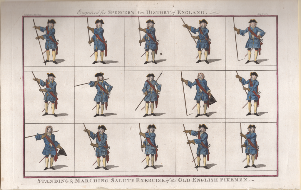 Standing and Marching Salute Exercise of Old English Pikemen- Unattributed
