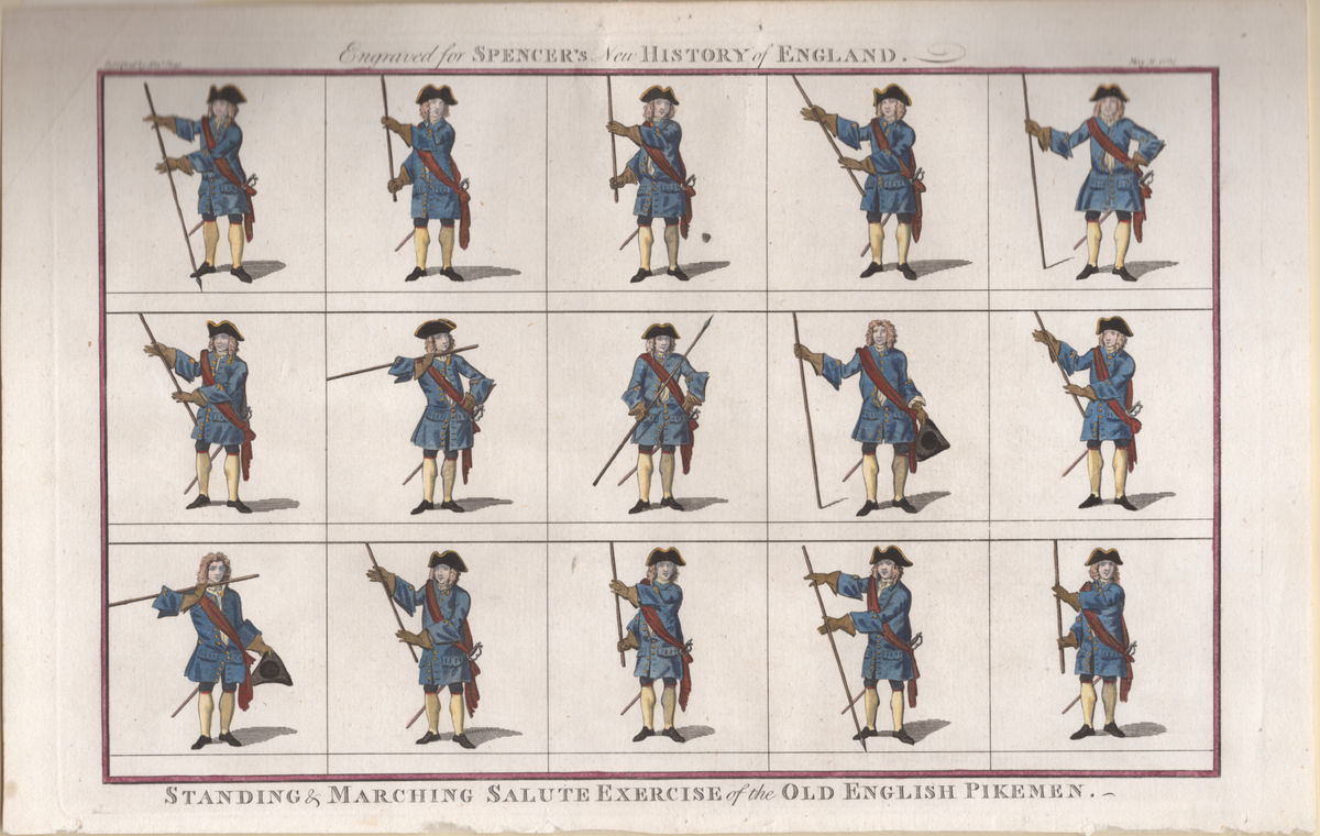 Standing and Marching Salute Exercise of Old English Pikemen- Unattributed