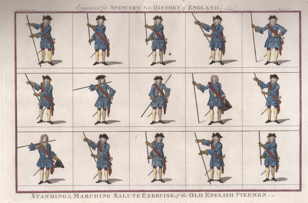 Standing and Marching Salute Exercise of Old English Pikemen- Unattributed