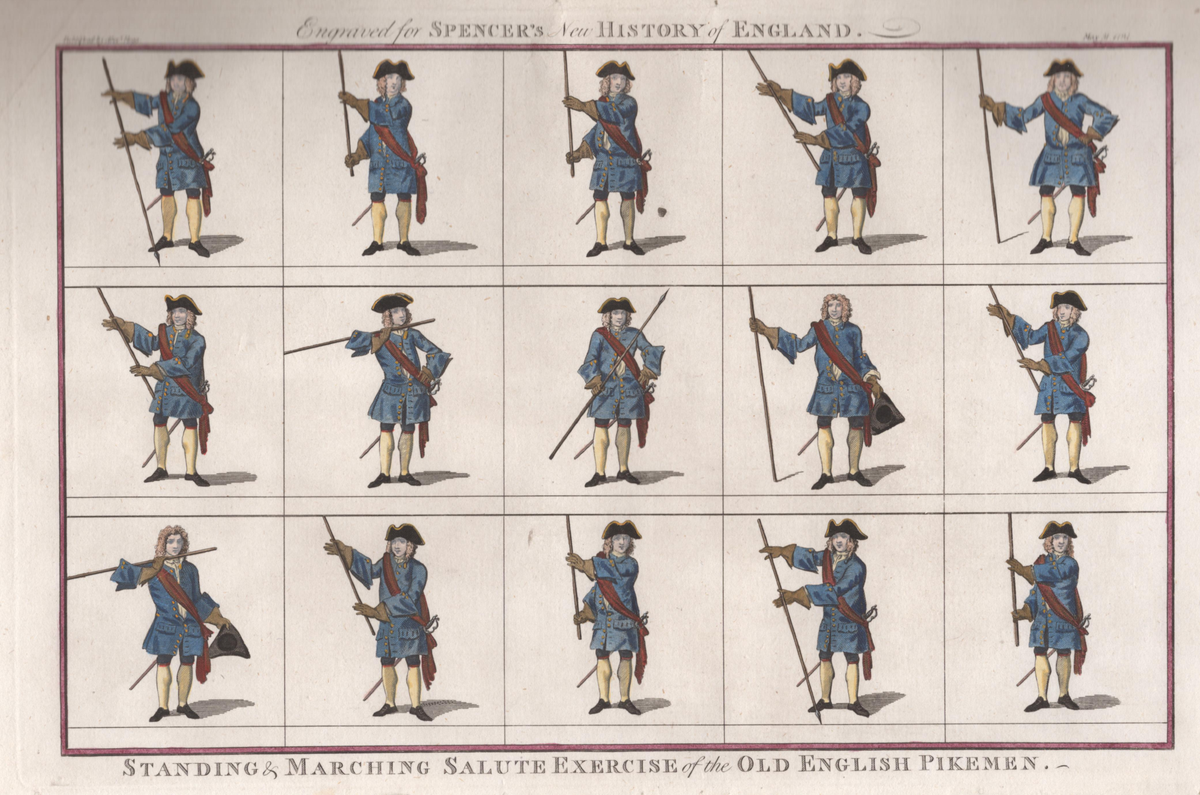 Standing and Marching Salute Exercise of Old English Pikemen- Unattributed