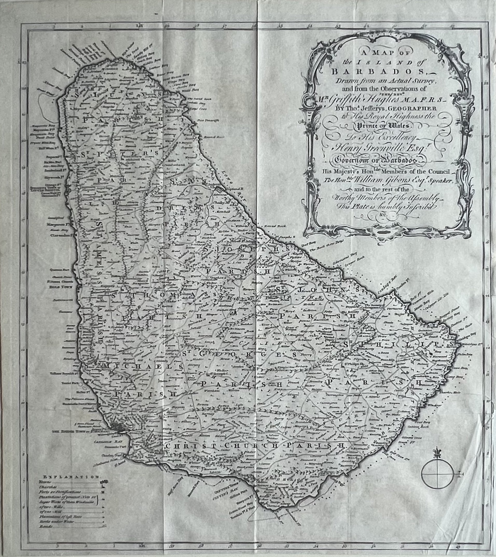 A Map of the Island of Barbados- By Thomas Jefferys
