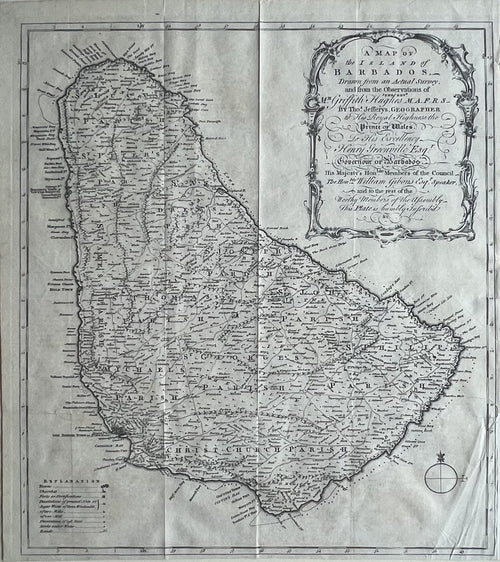 A Map of the Island of Barbados- By Thomas Jefferys