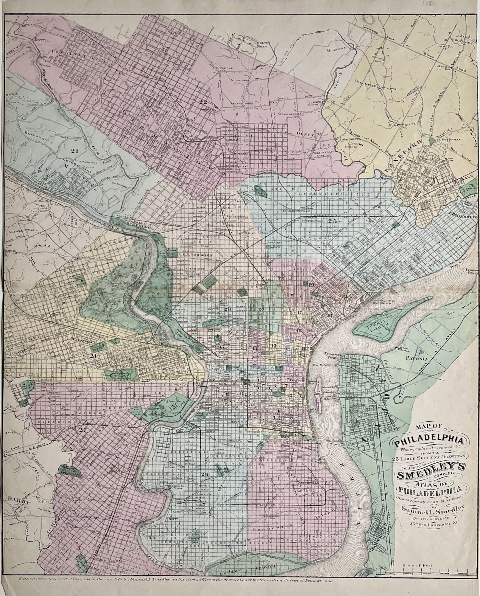 Map of Philadelphia- By Samuel L. Smedley