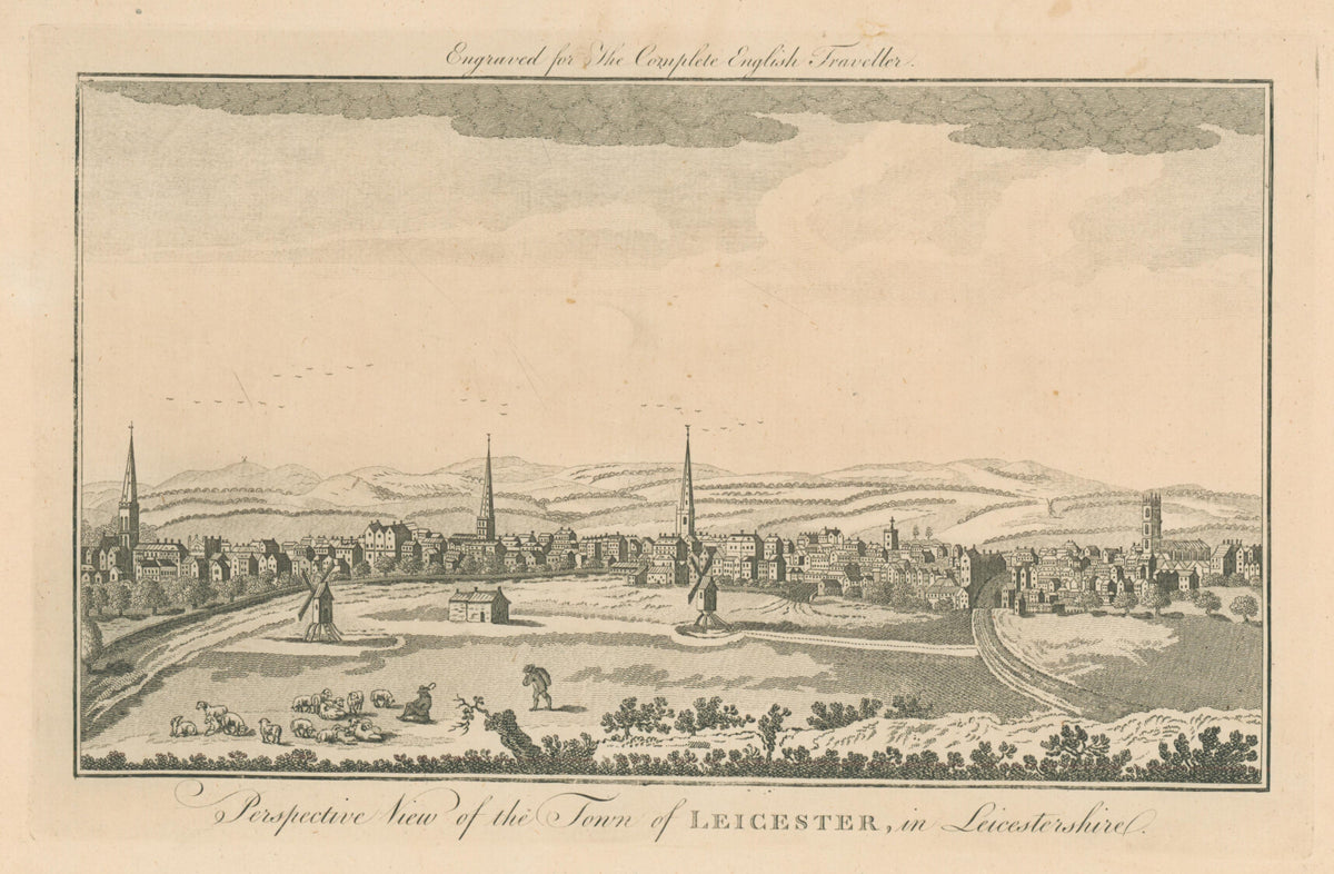 Perspective View of the Town of Leicester, in Leicestershire- Unattributed